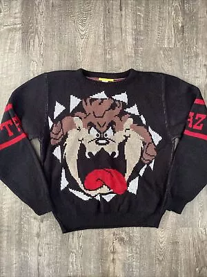 VTG Taz Sweater 80s Acrylic Looney Tunes Sweatshirt Knit Tasmanian Devil • $45