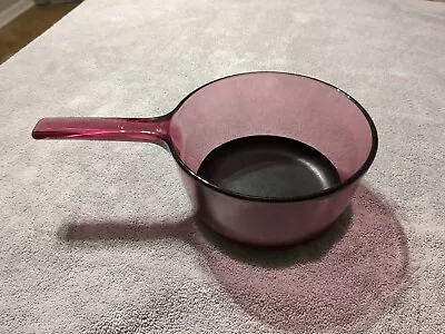 Pyrex Visions Cranberry Cookwear With Nonstick Coating Sauce Pan Vintage Glass • $25.60