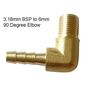 £5.76 • Buy 1/8'' BSP To 6mm Brass 90 Degree Male Elbow Barb Hose Tail Pipe Gas Fittings