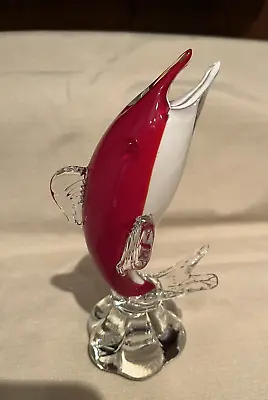Murano Glass Dolphin Sculpture Hand Blown Red Dolphin Paperweight Italy Unmarked • $18
