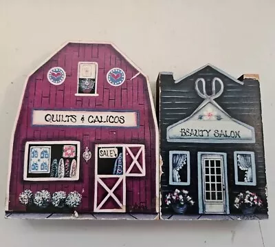 2- 1992 Brandywine Woodcrafts Shelf Sitters Barn Quilts And Calicos Beauty Salon • $4