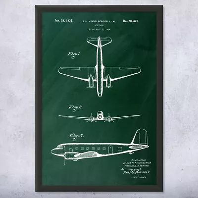 Framed Douglas DC-2 Airplane Wall Art Print Flight School Art Air Force Gift • $99.95