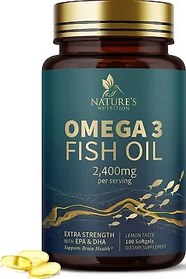 New Omega 3 Fish Oil Concentrated Triple Strength 2400mg - EPA & DHA Fatty A... • $89.79