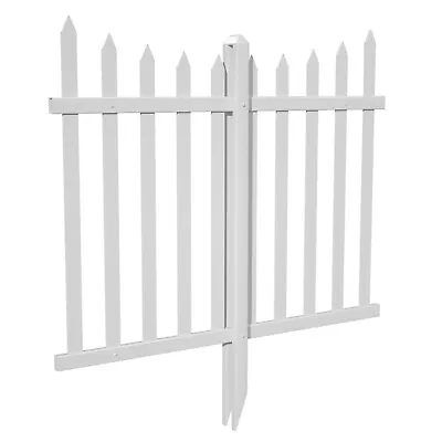 Vinyl Picket Fence White PVC Panel 84''Wx34.6''H Yard Garden Curved 20 Picket S • $56.41