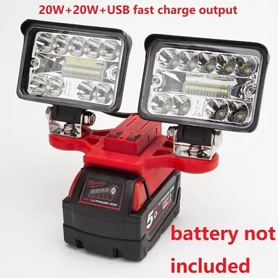 5600LM LED Work Light For Milwaukee XC Batteries Dual Head Wireless Operation • £80.52