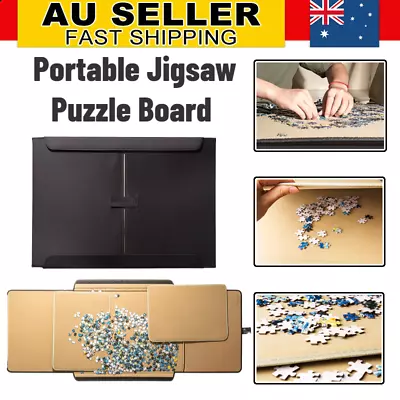 Portable Jigsaw Puzzle Board Mat Holds Up To 1000 Pieces Pizzle Carrier Black AU • $69.24