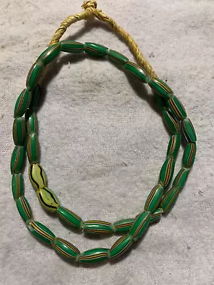 Antique African Trade Beads - Striped Melon Glass Beads Necklace • $28