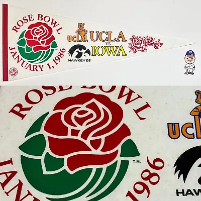 1986 UCLA Bruins California Football Iowa Hawkeyes Hawks Pennant 12x30 Rose Bowl • $29.95