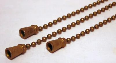 3 BRONZE BRASS HUBBELL TYPE TASSELL PULL CHAINS For HANDEL TIFFANY B & H LAMPS • $24.50