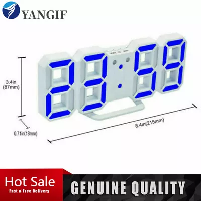 Led Digital Alarm Wall Clock 3D Table Clock Small Dimmable Time 12/24 Hour Date • £11.93