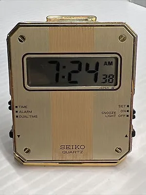 Vintage Seiko Quartz Digital Travel Alarm Clock Ref. Qek203f Dual Time #74802 • $29
