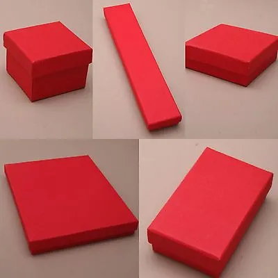 Pack Of 12 Red Card Gift Jewellery Boxes Black Insert Wholesale Bulk • £9.99