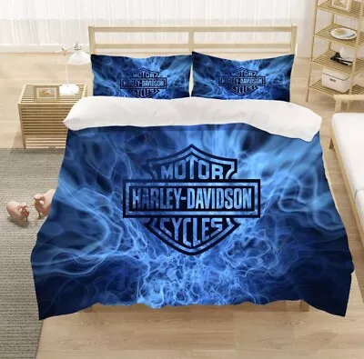 $93.28 • Buy Harley Davidson Quilt Cover Set Queen 3D Print