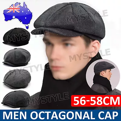 Men's 8 Panels Newsboy Flat Cap Boy Golf Beret Hat Baker Peaky Blinders Driving • $10.45