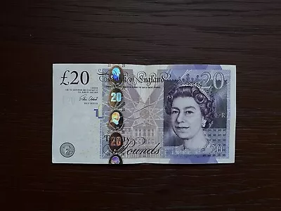 Old 20 Pound Note Andrew Bailey Adam Smith Queen Elizabeth II 555 Number • £29