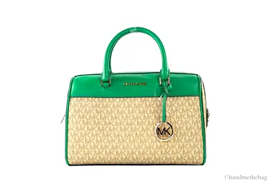 Michael Kors Travel Medium Palmetto Green Signature Duffle Crossbody Bag Purse • $116