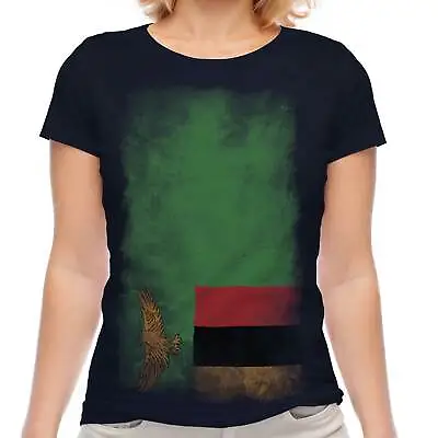 Zambia Faded Flag Ladies T-shirt Tee Top Zambian Shirt Football Jersey Gift • $12.37