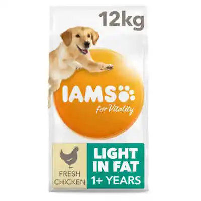 IAMS For Vitality Light In Fat Chicken Complete Nutrition Adult Dog Food 12kg • £35.99