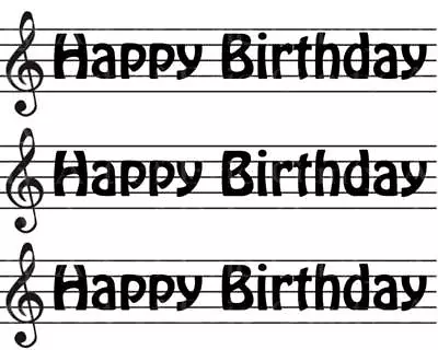 Birthday Music Band Note ~ Edible 2D Fondant Cake 3 Strip Side Topper ~ D22680 * • $3.98