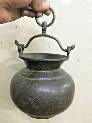 Vintage Old Hand Carved Engraved Peacock Hindu Religious Holy Brass  Water Pot • $265