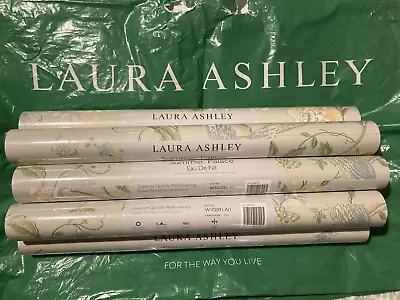 7 Rolls Of Laura Ashley Summer Palace Eau De Nil Wallpaper NEW Batch W102091-A/1 • £259