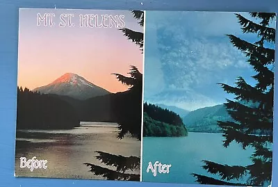 Mt. St. Helens & Yale Lake Postcard ~ Before & During Volcano Eruption ~ 6x4 • $2.50