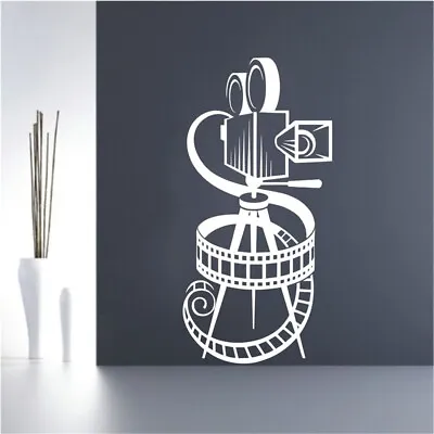 Vinyl Wall Art Sticker Camera Movie Film Reel Home Cinema Studio Theatre Decal • $15.41