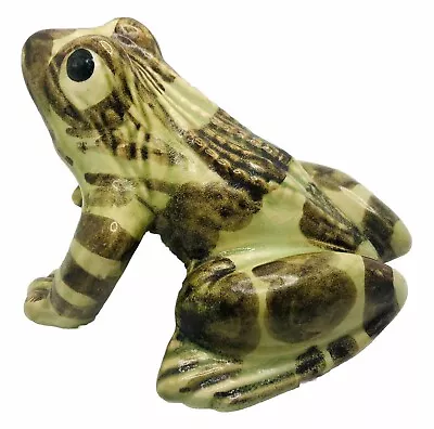Vintage Frog Toad Brush-McCoy Pottery Green Brown 3”x5.5” Hand Painted Figurine • $39.29