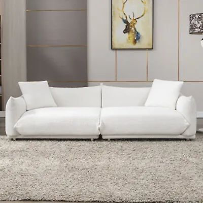 89 Inch Modern Lambswool Sofa With 2 Pillows Cloud Sofa Couch For Living Room • $559.99