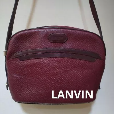 Vintage LANVIN Leather Shoulder Bag Crossbody Wine Red Made In Italy • $88