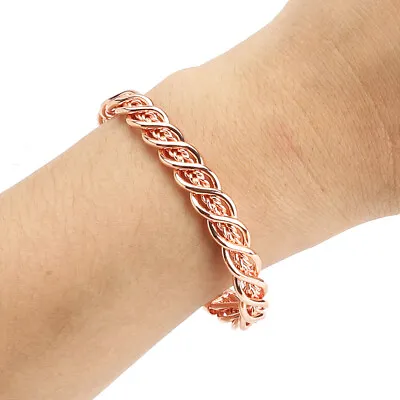 Pure Solid Copper Magnetic Hammered Men Women Bangle/bracelet Arthritis Cb06v. • $11.66