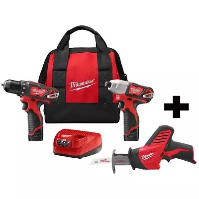 Milwaukee Drill/Impact Driver Combo Kit 12V Li-Ion Cordless W/ Reciprocating Saw • $236.49