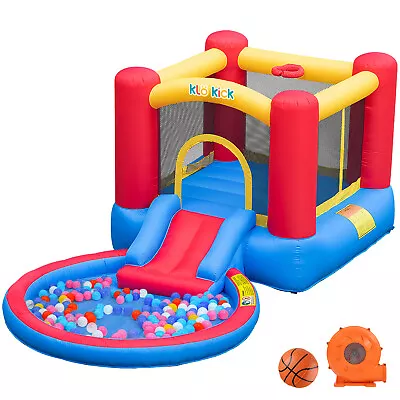Inflatable Bounce House Wading Pool Jump Castle With 450W Air Blower Kids Gifts • $208.42