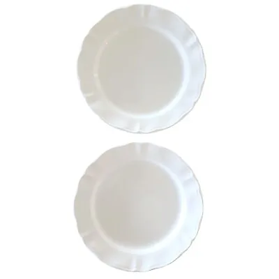 VARAGES Dinner Plates LUBERON WHITE  10 7/8  France Set Of 2 • $29.97