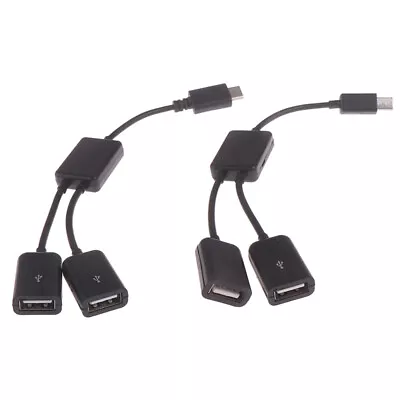 Micro USB / Type C To 2 OTG Dual Female USB Port HUB Cable Y Splitter Adapt.hap • $2.95