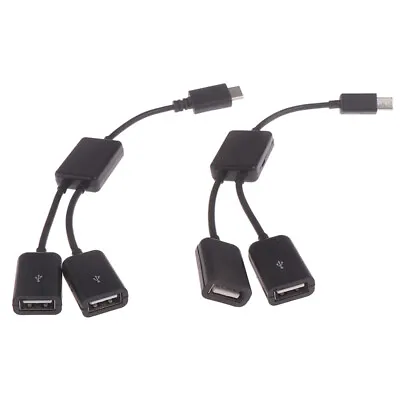 Micro USB / Type C To 2 OTG Dual Female USB Port HUB Cable Y Splitter AdaptY-LO • $2.19