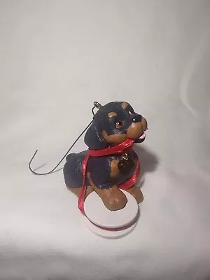 Hallmark Rottweiler Puppy Love Christmas Ornament 1995 Dog Ribbon Roll Mouth 2  • $8