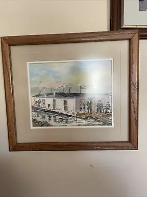 Mississippi River Water Color Original Painting Of Photography Houseboat 1988 • $50