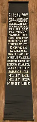 NYC Subway Destination Roll Sign MTA Transit NYCT BMT Train Lines Over 9' Long • $375