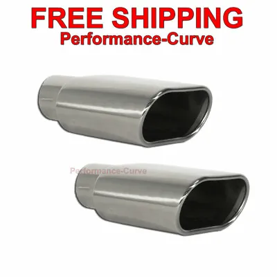 Pair Stainless Steel Exhaust Tip Rolled Oval 2.25  Inlet - 5.5  X 3  Outlet • $45.95
