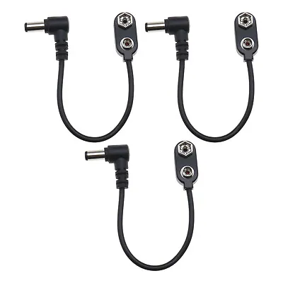 3x 9V Battery Clip Converter Power Cable Snap Connector 2.1mm 5.5mm Plug • £8.56