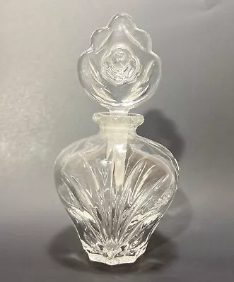 Vintage Crystal Perfume Bottle With Cut Rose Stopper • $19