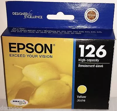 Epson GENUINE 126 High Capacity YELLOW Ink Cartridge Sealed Box Oem (Exp.7/2015) • $15.95