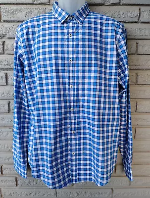 Zara Man Shirt Men's XL Blue White Check Muscle Fit Tapered Fit Button Up • $20.22