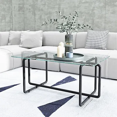 Modern Tempered Glass Coffee Table Sofa Side Tea Table For Living Room • $62.29