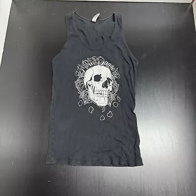 Women's Moth & Dagger Tattoo Parlor Skull Graphic Black S Tank Top 0656 • $10