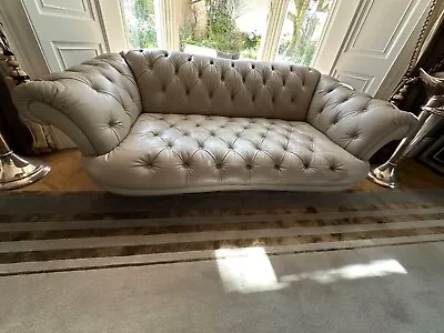 Tetrad Oskar 2.5 Seater Sofa Settee Stone Beige Leather Fabulous Condition 1/2 • £16