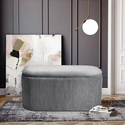 £36.95 • Buy Upholstered Velvet Ottoman Storage Bench Toy Box Bedroom Pouffe Stool Footstool