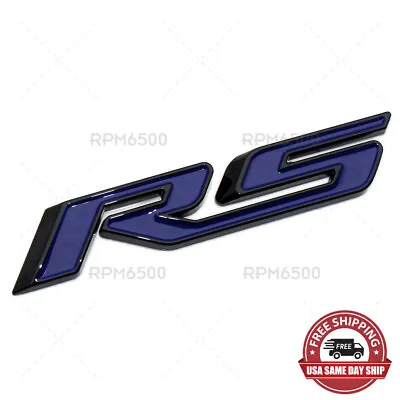 Chevy RS Rear Trunk Lid Nameplate Logo Fender Marker Emblem Badge Black Blue • $16.99