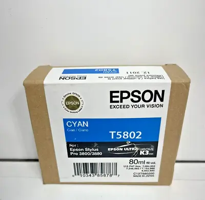 EXPIRED DECEMBER 2011 - Epson Cyan Ink 3800 3880 T5802 Genuine • $27.89